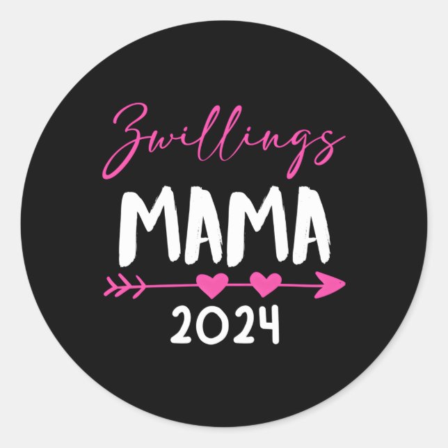 Pegatina Redonda Mamá gemela 2024 Mamá-Que Se Va A Ser 2024 (Anverso)
