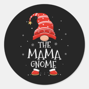 Pegatina Redonda Mama Gnome Navidad Familia Divertido Navidad Gnomo