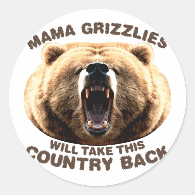 Pegatina Redonda Mama Grizzlies (Anverso)