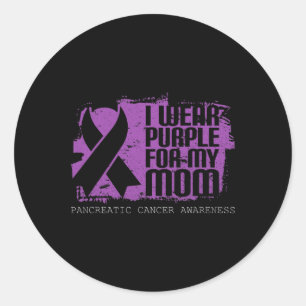 Pegatina Redonda Mamá Guerrero Cinta Púrpura Awaren Cáncer Pancreát
