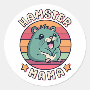 Pegatina Redonda Mamá hámster linda kawaii roedor madre
