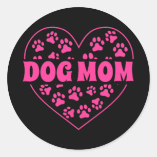 Pegatina Redonda Mama Heart Día de la Madre Golden Retriever Dog Mo