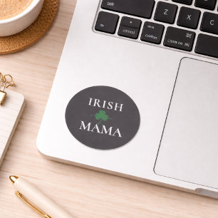 Pegatina Redonda Mamá Irlandesa Trébol 