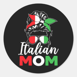 Pegatina Redonda Mamá Italiana Europa País Viajes Italia Madres Da