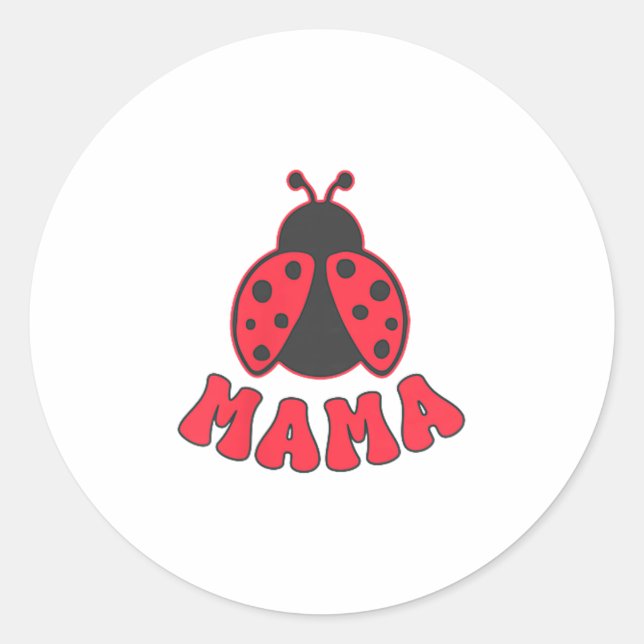 Pegatina Redonda Mama Ladybug First Birthday Girl Family Matching P (Anverso)