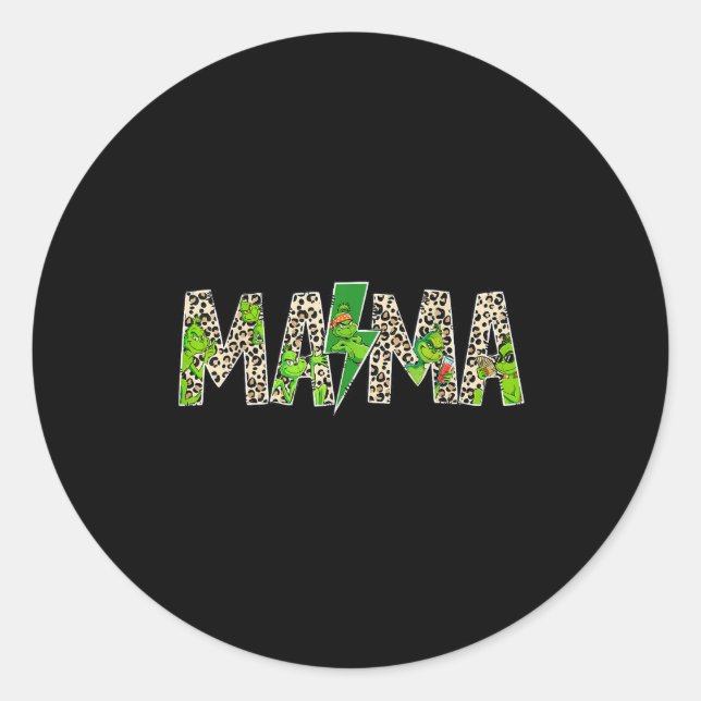Pegatina Redonda Mama Leopard Retro Mom Nanny Grandma Mother's Day  (Anverso)