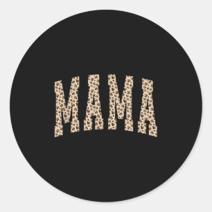 Pegatina Redonda Mamá leopardo, Mamá corazón retro, regalo para mam