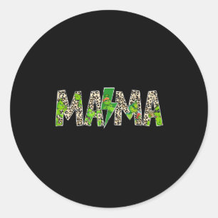 Pegatina Redonda Mama Leopardo Retro Mamá Niñera Abuela Día de la M