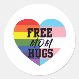 Pegatina Redonda Mamá libre abraza a los Pegatinas LGBTQ
