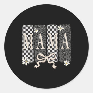 Pegatina Redonda Mama Lightning Bolt revisó a mamá a las madres Da