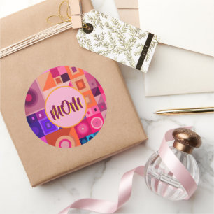 PEGATINA REDONDA MAMÁ, MADRE, MUJERES, CUMPLEAÑOS, REGALO PLATEADO