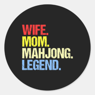 Pegatina Redonda Mamá Mahjong Legend Mahjong Player Mahjong Fan