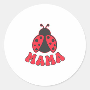 Pegatina Redonda Mama Mariquita Primera Cumpleaños Niña Familia Igu