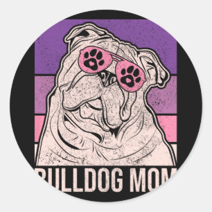 Pegatina Redonda Mama Mascota Dueño Animal Lover Bulldog Inglés