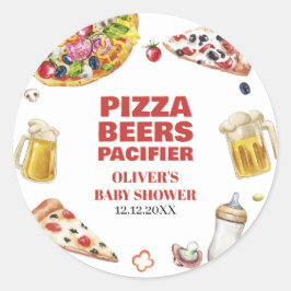 Pegatina Redonda Mama Mia Pizza Beer Pacifier Baby Shower