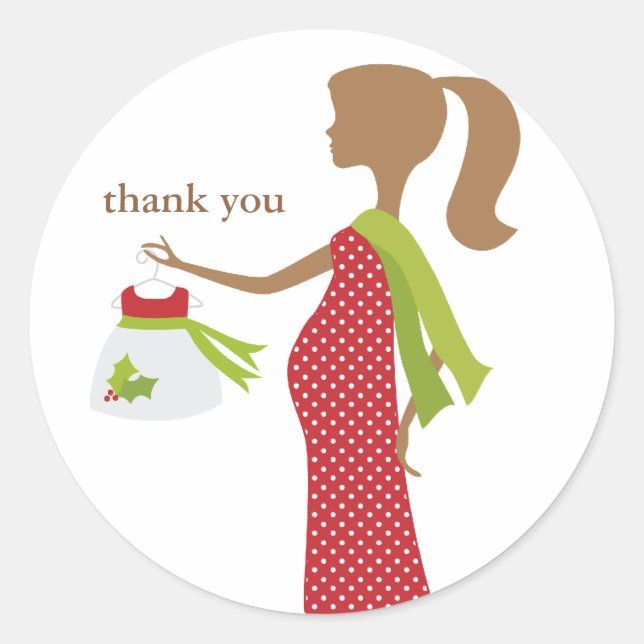 Pegatina Redonda Mamá navidad Para Ser Baby Shower (Anverso)