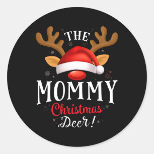 Pegatina Redonda Mamá Navidades Deer Pjs Familia Xmas