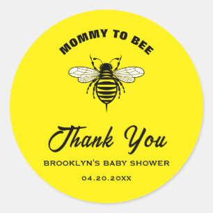 Pegatina Redonda Mamá Negra Amarilla De Baby Shower Para Ser Elegan