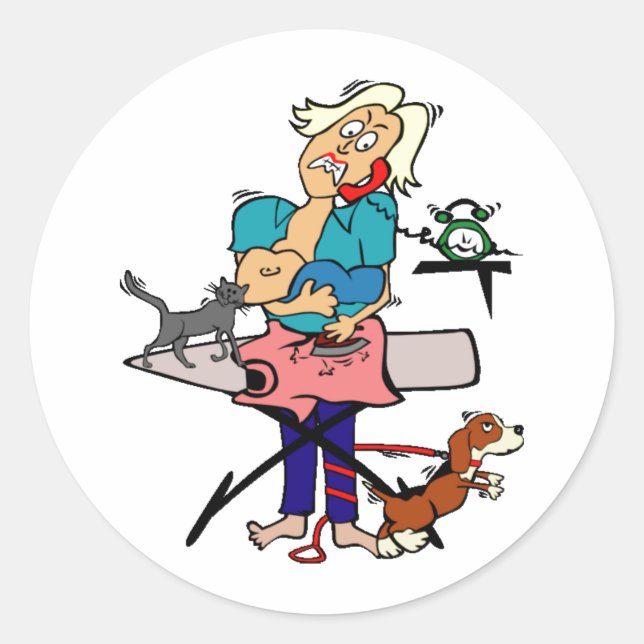 Pegatina Redonda Mamá ocupada (Anverso)