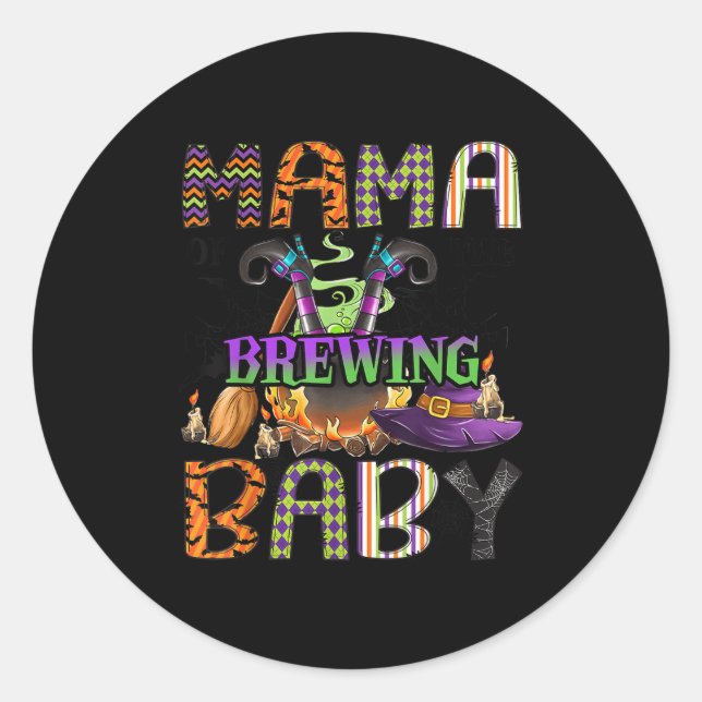 Pegatina Redonda Mama Of Brewing Baby Halloween One Soky Mama  (Anverso)