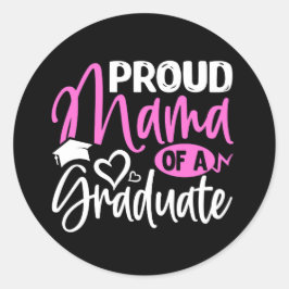 Pegatina Redonda Mamá Orgullosa de un Graduado 