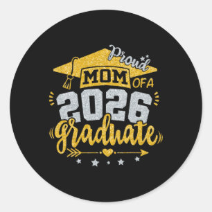 Pegatina Redonda Mamá Orgullosa De Un Graduado 2026 Graduado Senior
