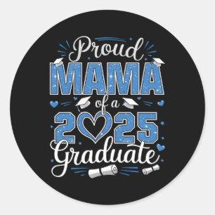 Pegatina Redonda Mamá Orgullosa De Un Graduado De La Promoción De 2