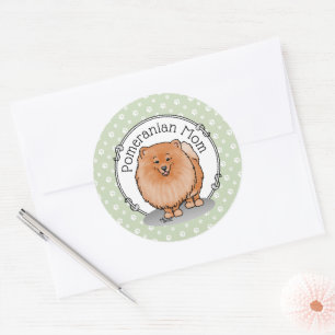 Pegatina Redonda Mamá panomana Pom Mom (naranja roja)