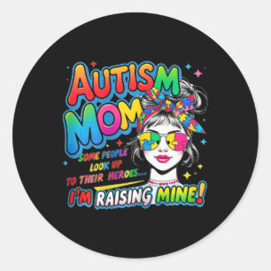 Pegatina Redonda Mamá Papá Padres Conciencia sobre el autismo