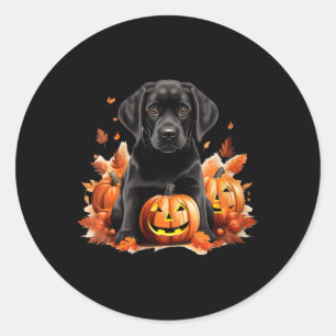 Pegatina Redonda Mamá Papá Perro Labrador Negro Halloween Otoño Div