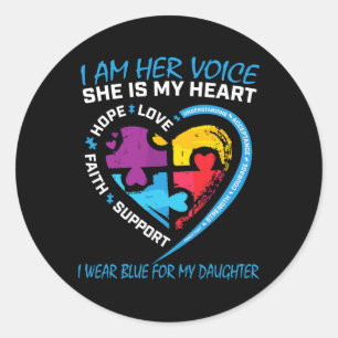 Pegatina Redonda Mamá Papá Rompe Con El Azul Por Mi Autismo Hija
