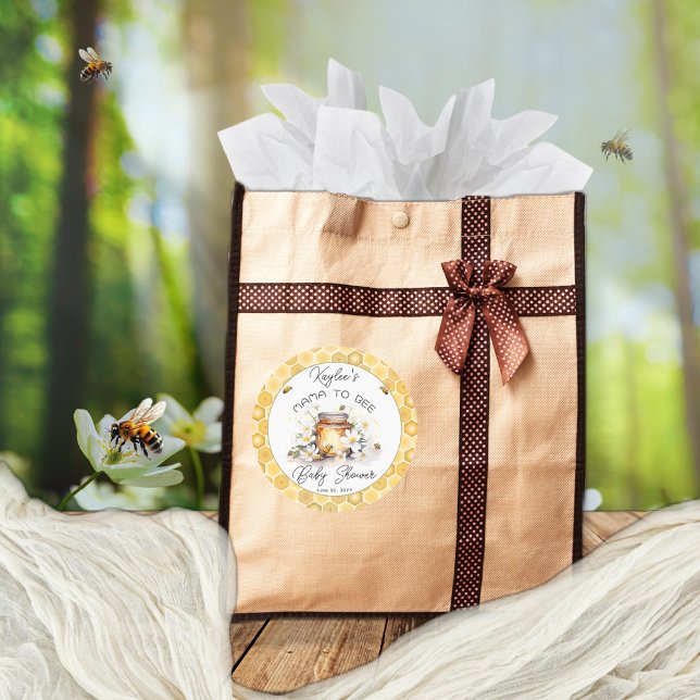 Pegatina Redonda Mamá para abejas flores y bebe miel Baby Shower (Subido por el creador)
