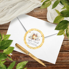 Pegatina Redonda Mamá para abejas Flores y miel de abejas Dirección