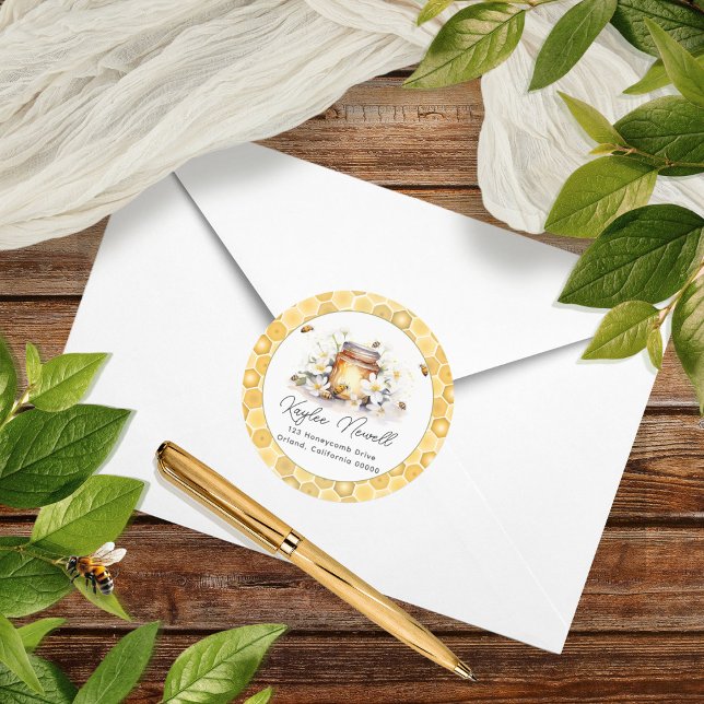 Pegatina Redonda Mamá para abejas Flores y miel de abejas Dirección (Subido por el creador)