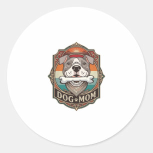 Pegatina Redonda Mamá Perro Hueso Bandana Marco Vintage_1