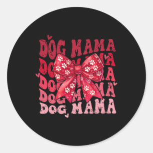 Pegatina Redonda Mamá Perro San Valentín Coqueta Lazo Mamá Perro Sa