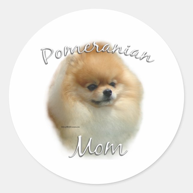 Pegatina Redonda Mamá pomerana 2 (Anverso)