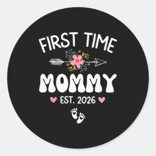 Pegatina Redonda Mamá primeriza prevista para 2026 pronto será mamá