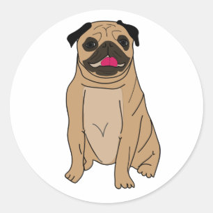 Pegatina Redonda Mamá Pug Divertida Cachorro Perro Hola Amor