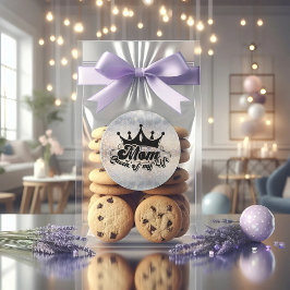 Pegatina Redonda MAMÁ Reina de mi vida Purpurina CLASSIC ROUND PEGA