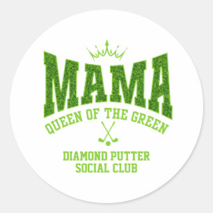 Pegatina Redonda MAMA REINA DEL VERDE Golf Femenino Personalizable