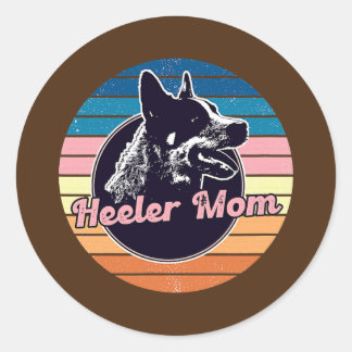 Pegatina Redonda Mamá Retro Heeler Perro Ganadero Australiano 60s 7