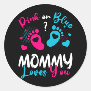 Pegatina Redonda Mamá Rosa O Azul Te Ama
