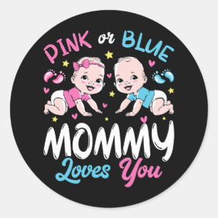 Pegatina Redonda Mamá Rosa O Azul Te Ama