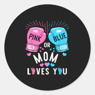 Pegatina Redonda Mamá Rosa O Azul Te Ama Boxear Género Revelar Pa