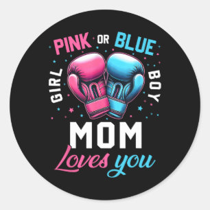 Pegatina Redonda Mamá Rosa O Azul Te Ama Boxear La Revelación De Gé