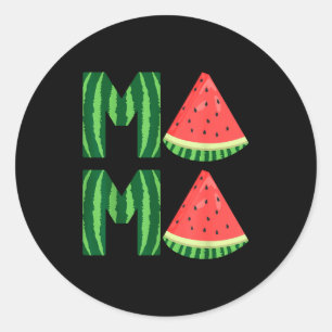Pegatina Redonda Mamá sandía femenina linda vintage verano fruta