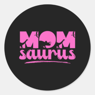 Pegatina Redonda Mama Saurus T-rex Dinosaur Madre Saurus Familia Ma