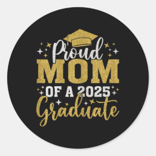 Pegatina Redonda Mamá Senior 2025 Orgullosa Mamá De Un Graduado De