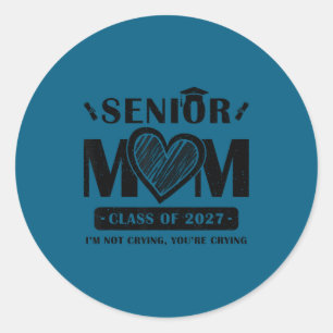 Pegatina Redonda Mamá senior 2027 orgullosa mamá de la clase de 202
